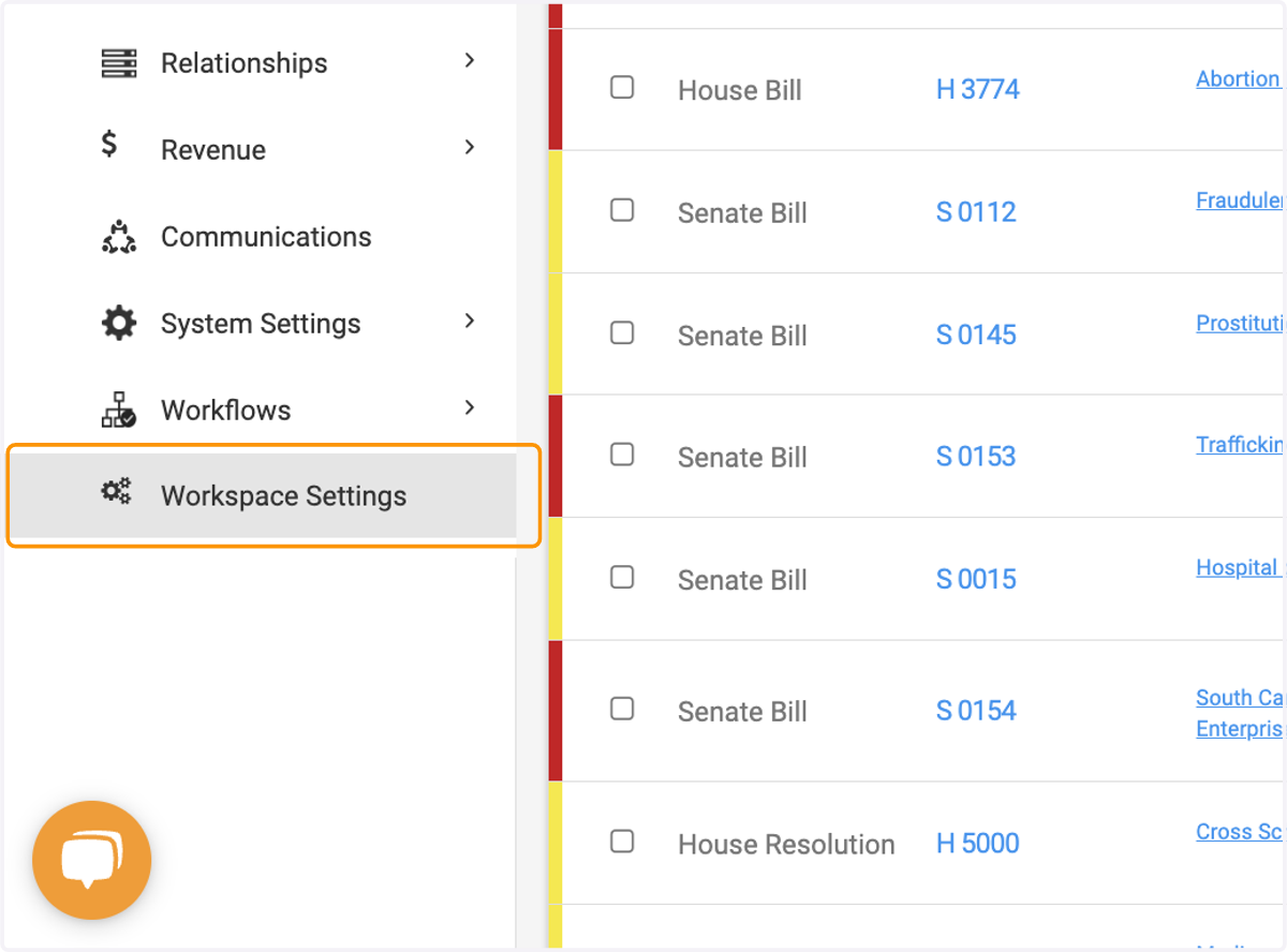 Click on Workspace Settings