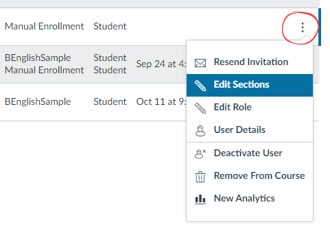 Optional step: if you ever need to modify the section, choose Settings and Edit Sections to make the change.
