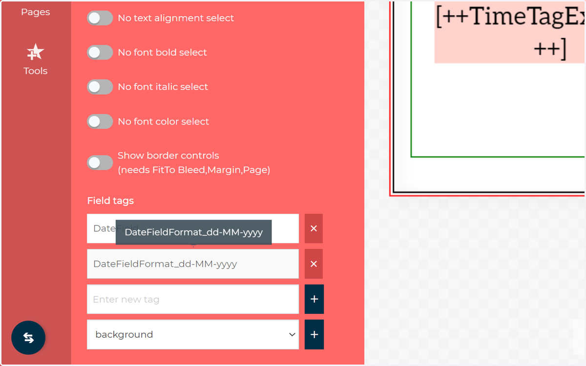 As you change the date format, a field tag will be created detailing that format. Copy down this information as we will later input it into our variable.
