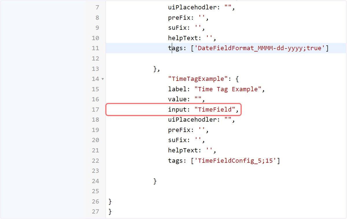 For the Time variable, first modify the "input" line