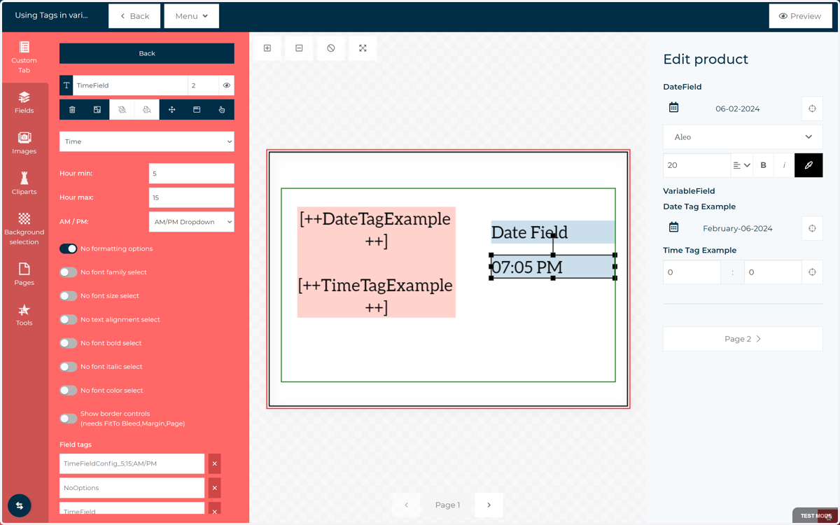 Repeat the process for a dedicated time field