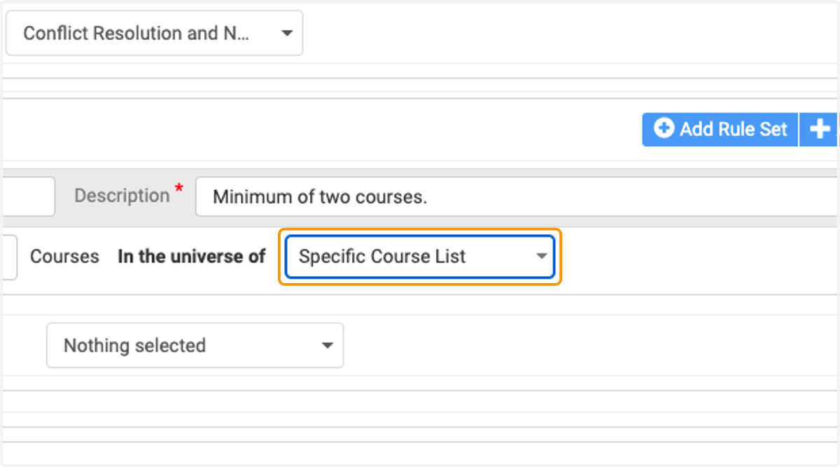 Select Specific Course List