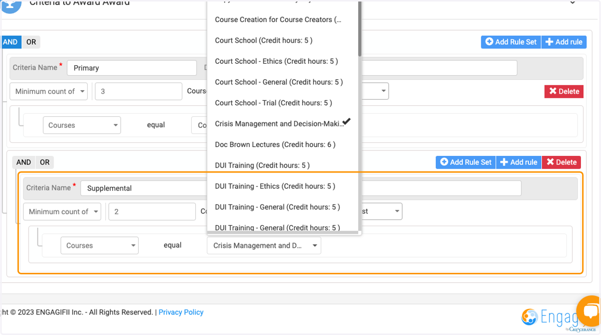 Click on Criteria Name …