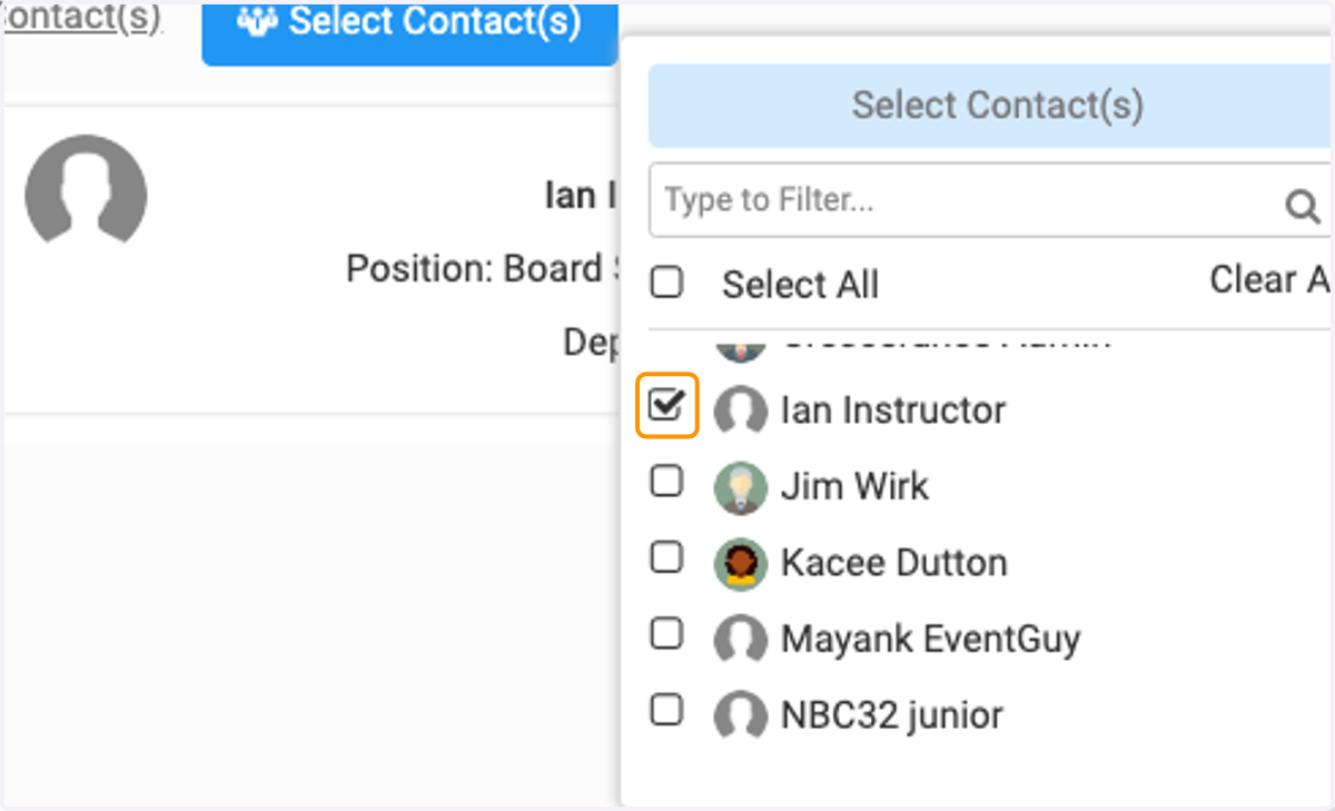 Select Instructor and/or other class contact.
