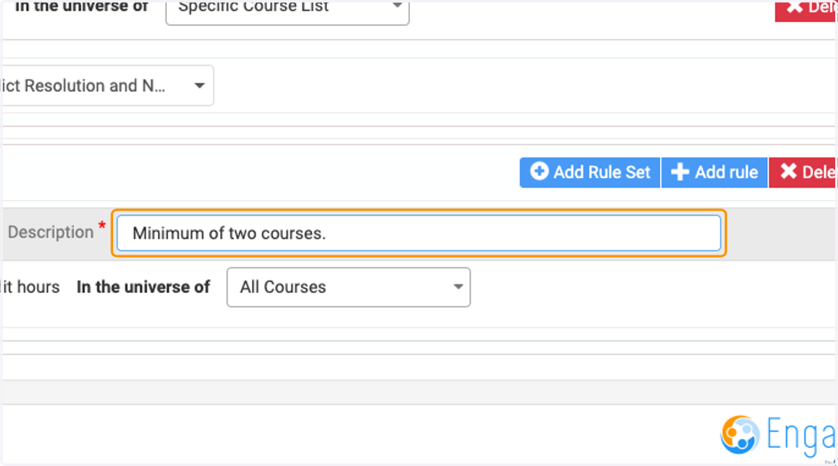 Enter description Ex. "Minimum of two courses."