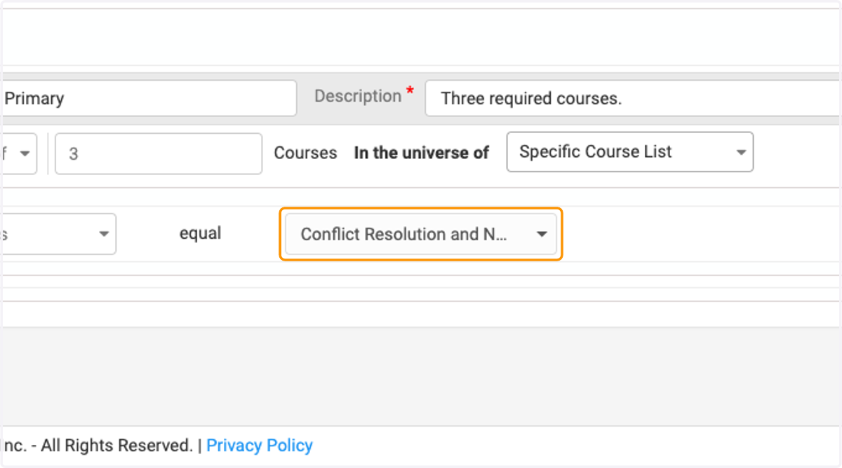 Select the course options Ex. Conflict Resolution and Negotiation , Leadership Fundamentals , Strategic Planning and Decision-Making
