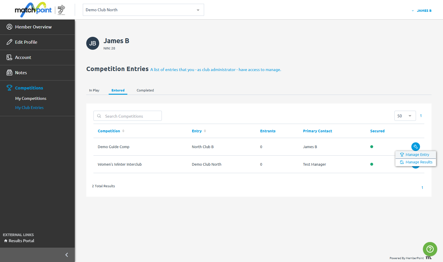 Click on Manage Entry