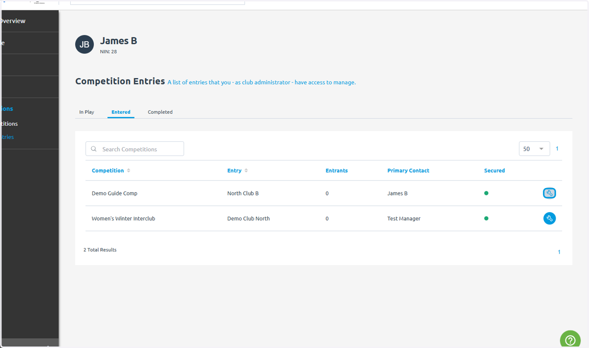 Click on the spanner button to edit an entry