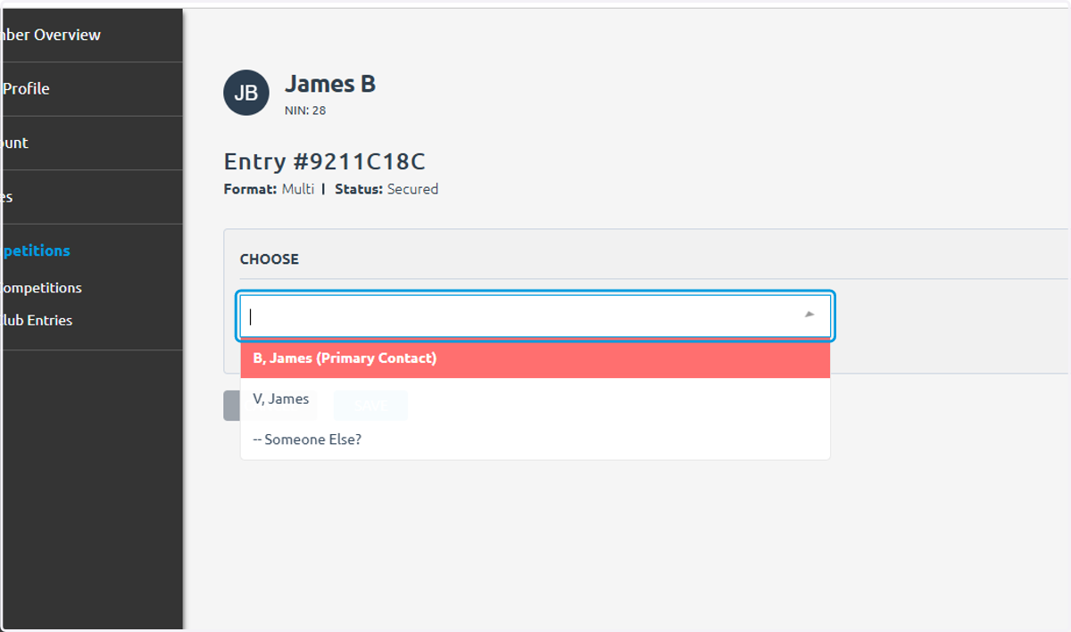 Click on B, James (Primary Contact)…