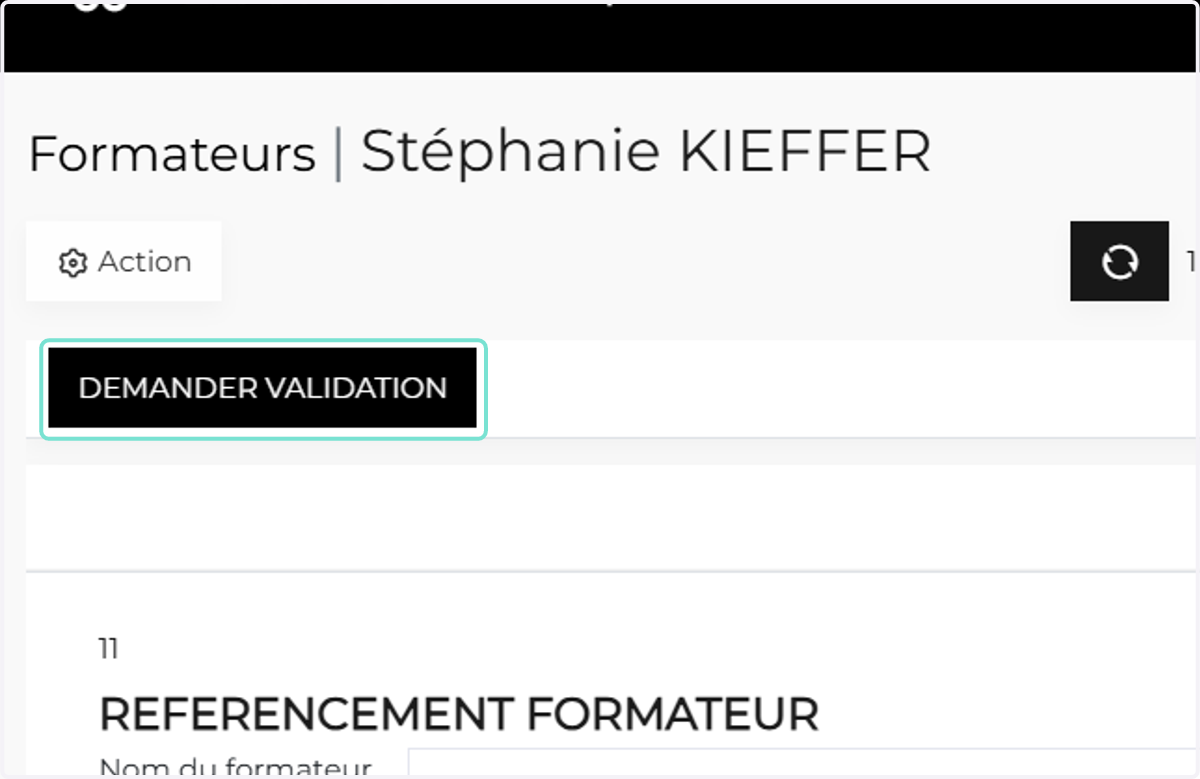 Cliquer sur "DEMANDER VALIDATION"
