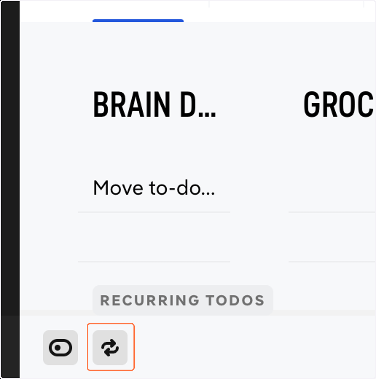 Click the Recurring icon at the bottom left corner to open your Recurring to-do sidebar.