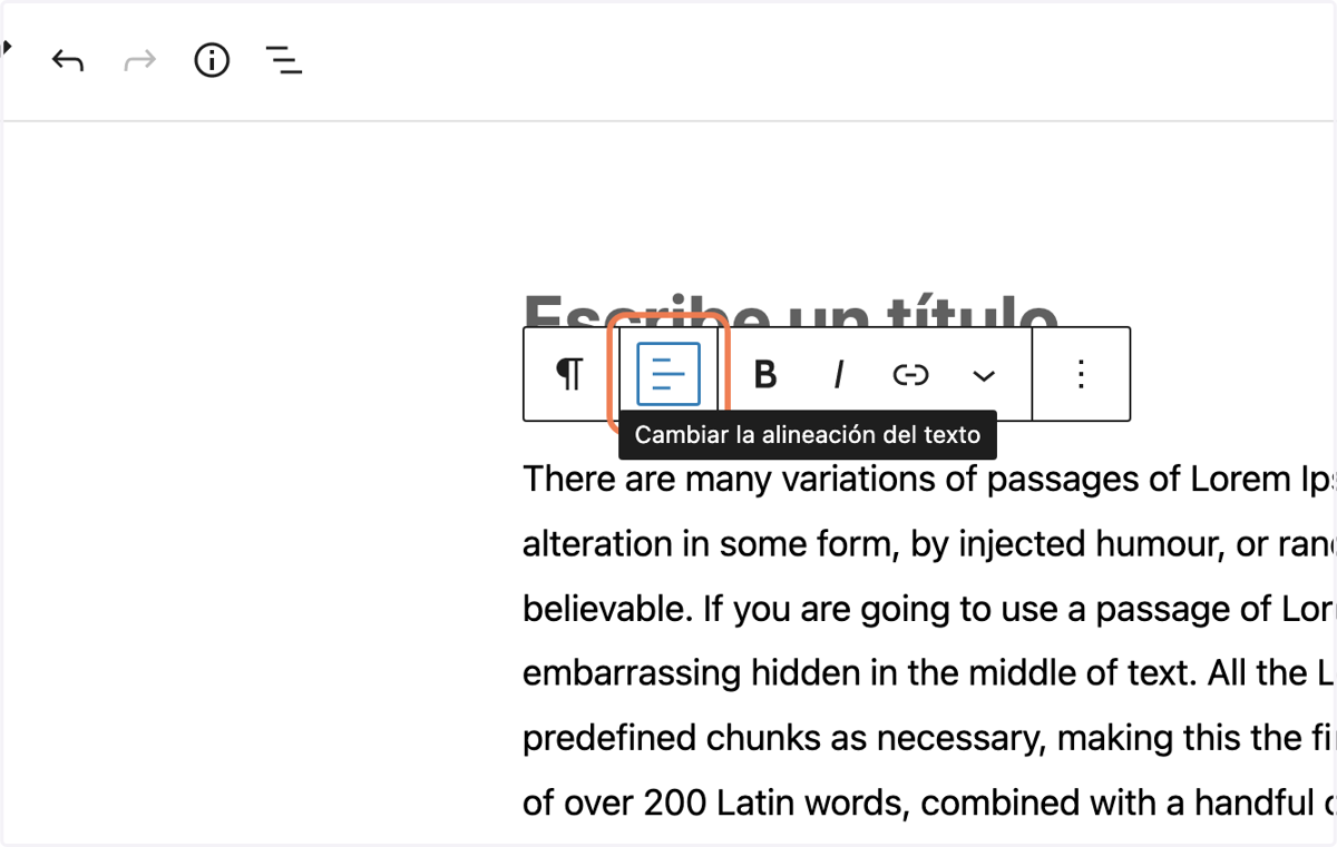 Click en Alineación
