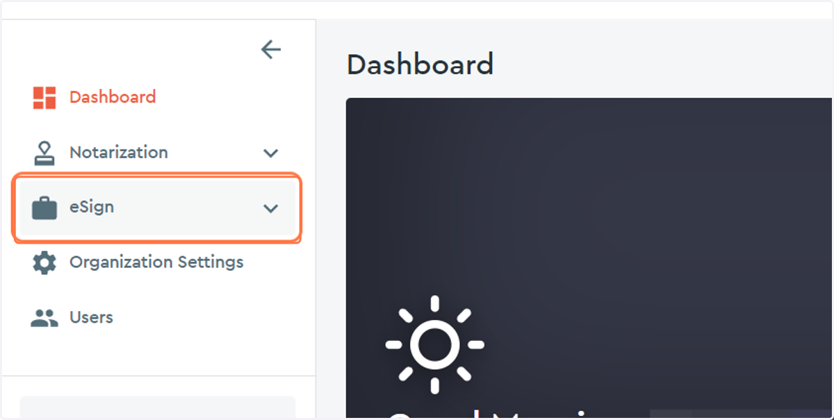 Click on the eSign drop down menu...