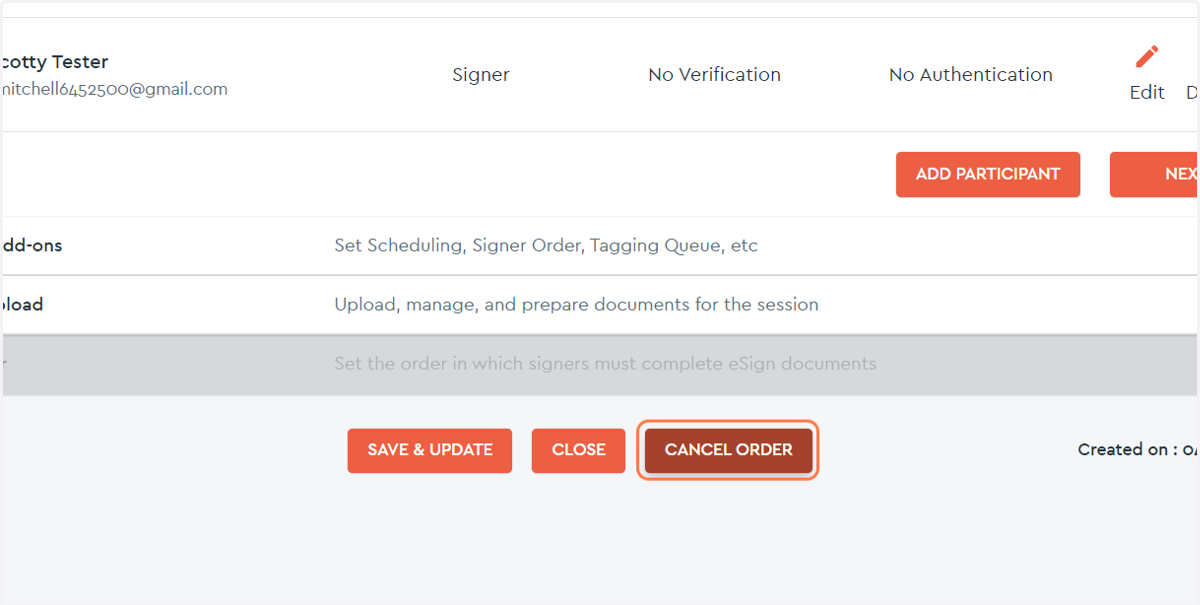 Scroll down to the bottom of the page and click the CANCEL ORDER button...