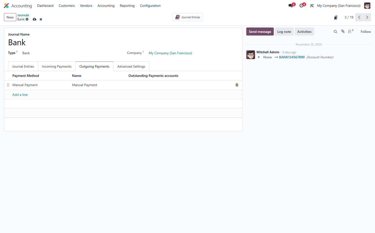 Select/Add any desired Payment Method for outgoing payments, same steps as incoming payments
