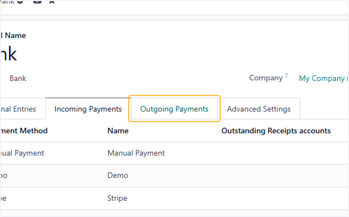 Click on Outgoing Payments