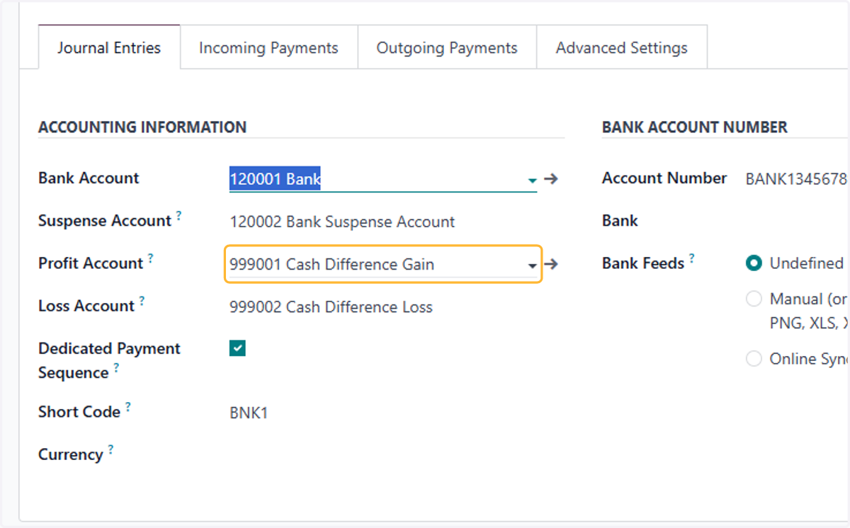 By default Cash Difference is selected. In case of multiple banks, Multiple cash difference account may be necessary