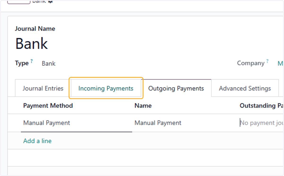 Click on Incoming Payments