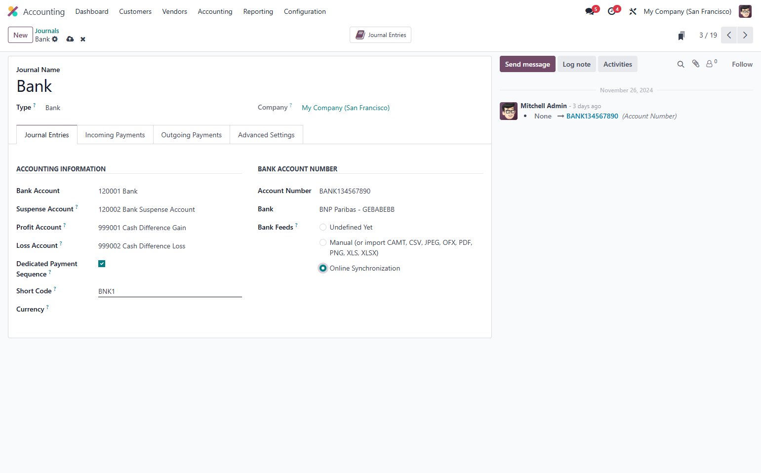 Set a designated short code for Journal Entry ID