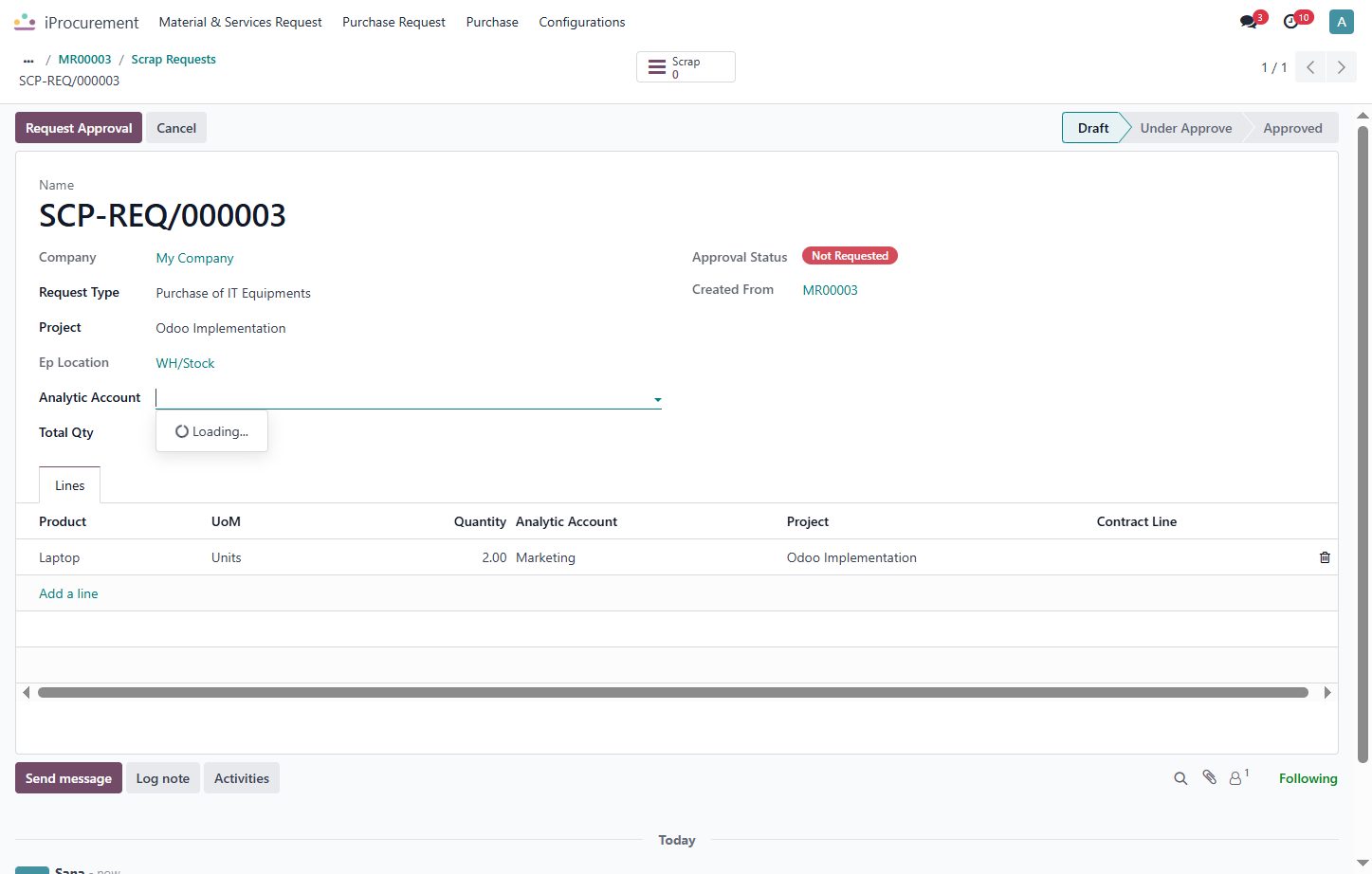 Click on Analytic Account