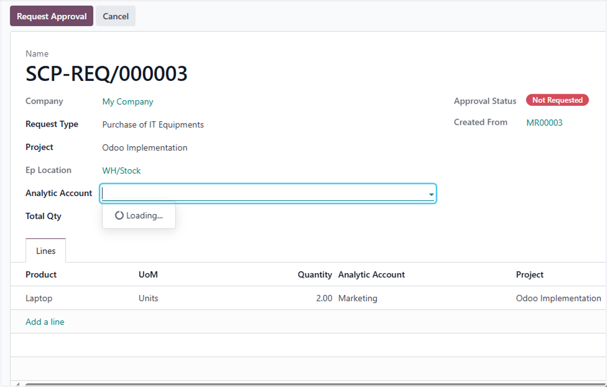 Click on Analytic Account