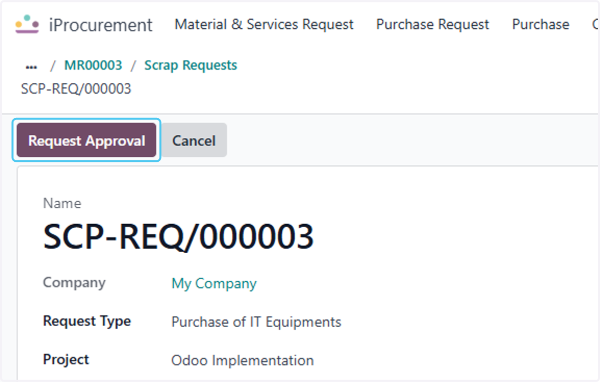 Click on Request Approval