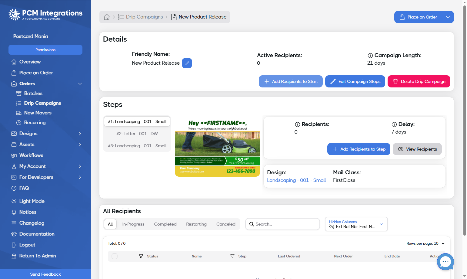 A. Click on Details… B. Click on Add Recipients to Start