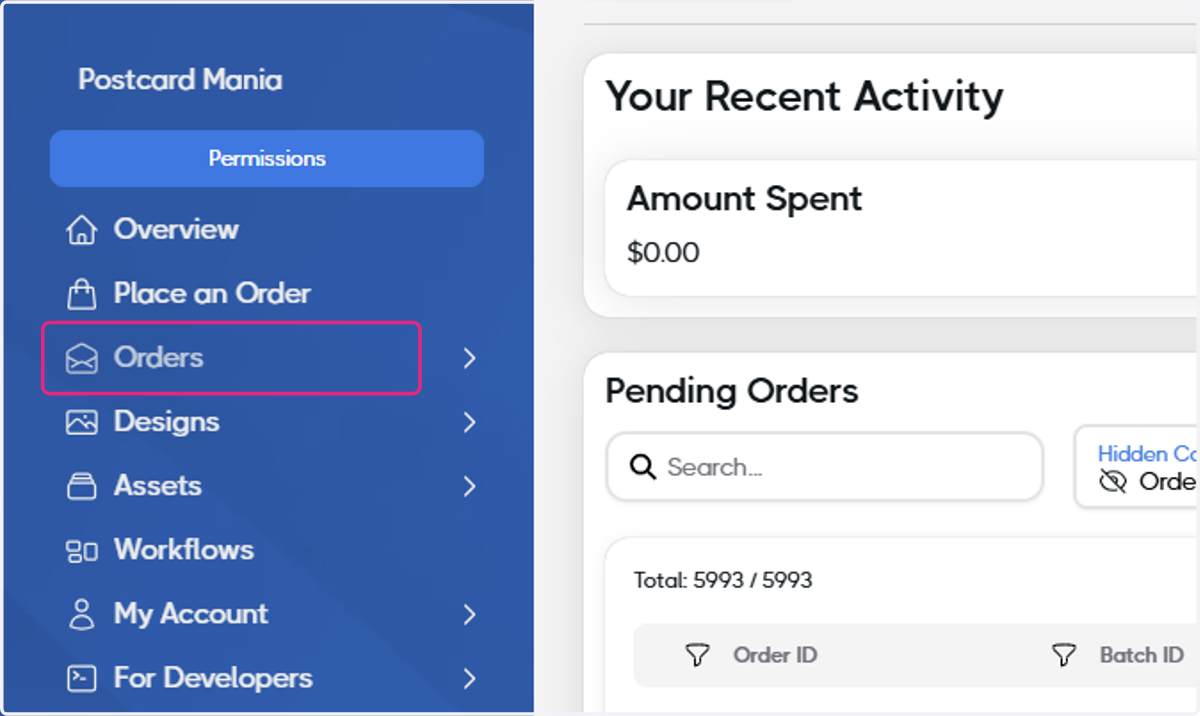 Click on Orders