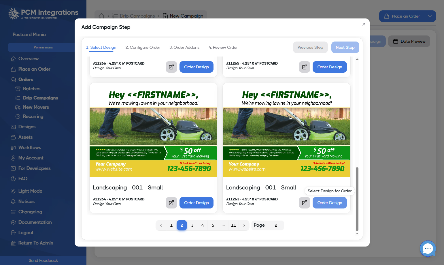 Click on Order Design