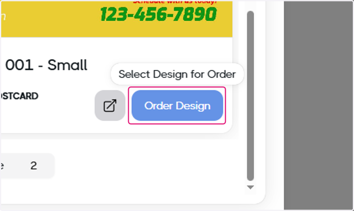 Click on Order Design