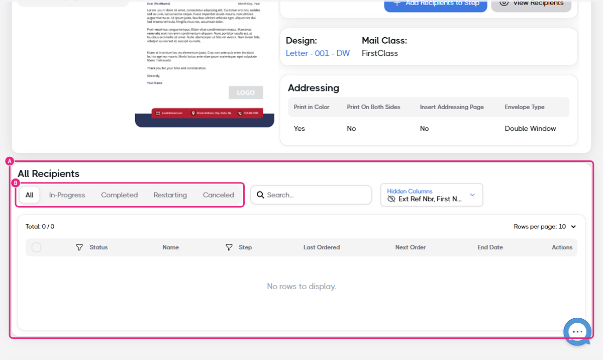 A. Click on All Recipients… B. Click on All…