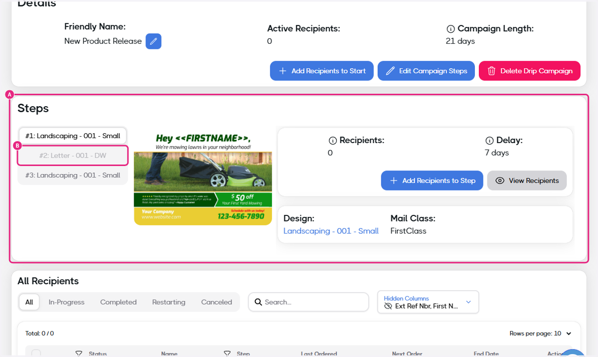A. Click on Steps… B. Move between steps