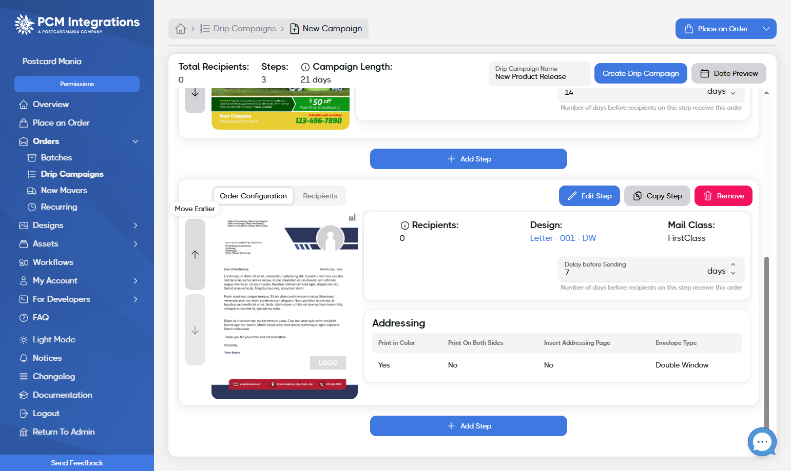 A. Click on Order Configuration… B. Click on Move Earlier