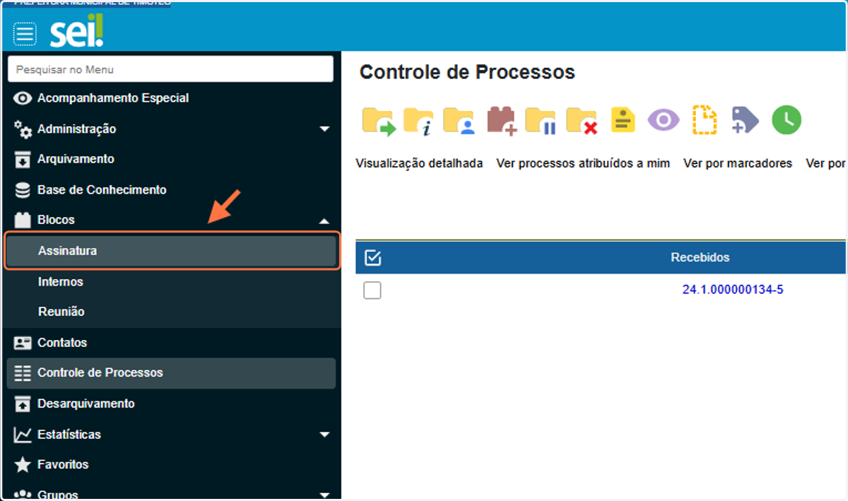 Acessar Blocos de Assinatura
