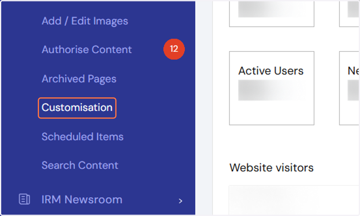 Click on Customisation
