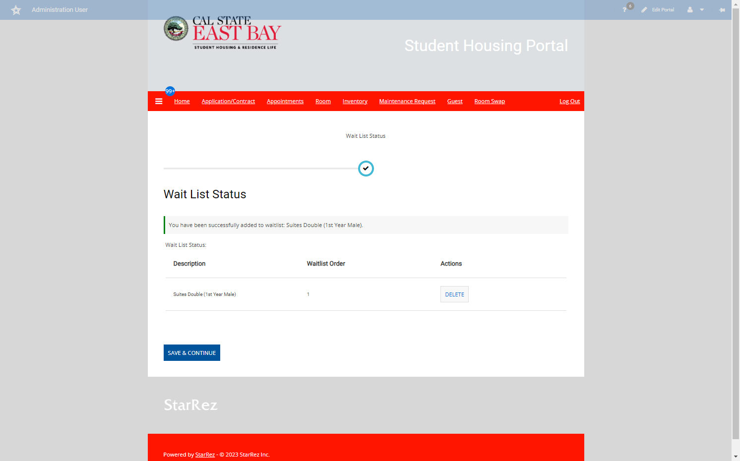 You have successfully added yourself to a waitlist!