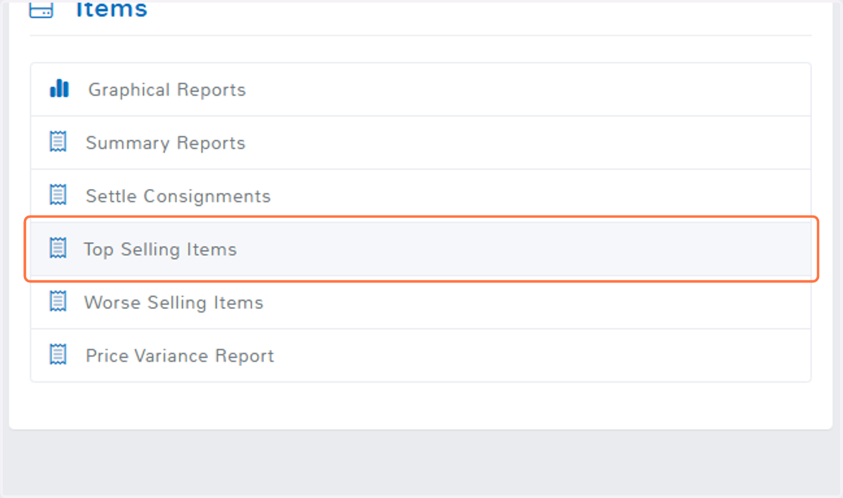 Click on Top Selling Items