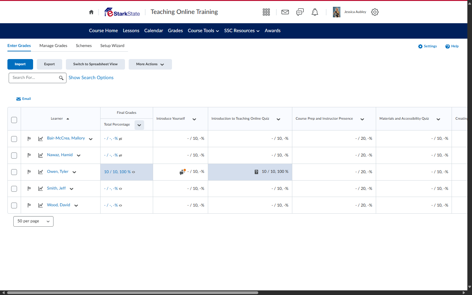 Right click on View Actions for Total Percentage