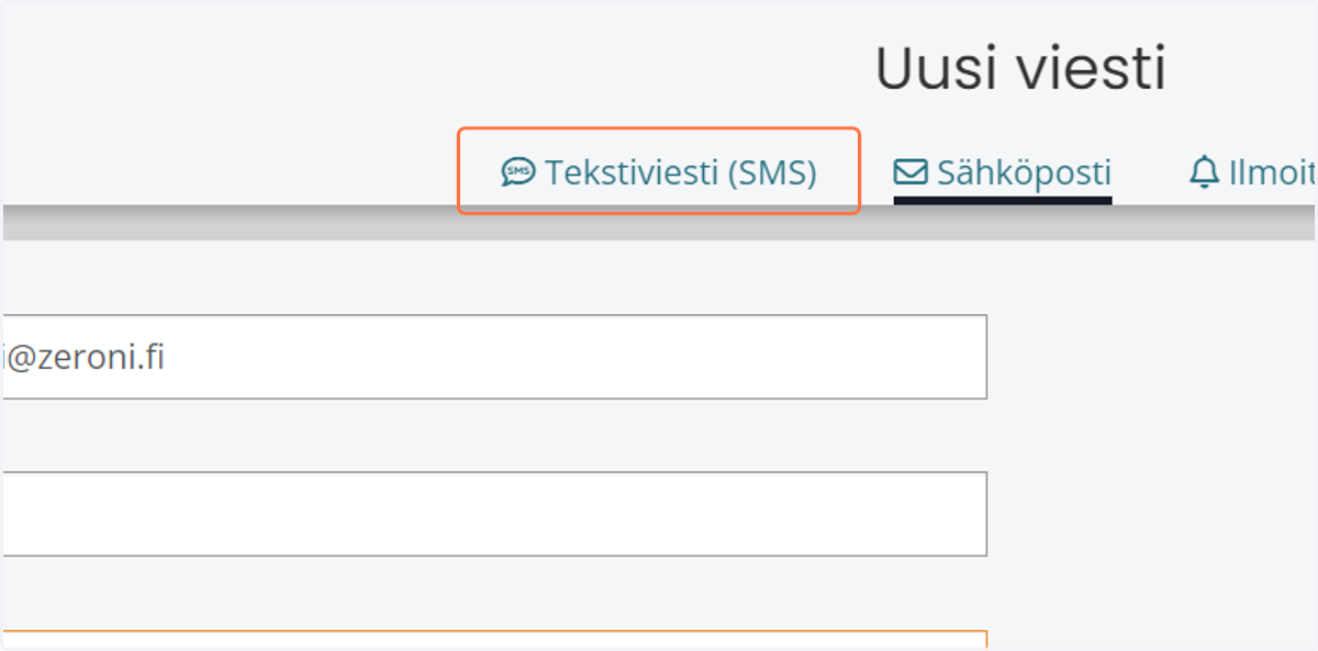 Lähettääksesi tekstiviestin valitse "Tekstiviesti (SMS)"