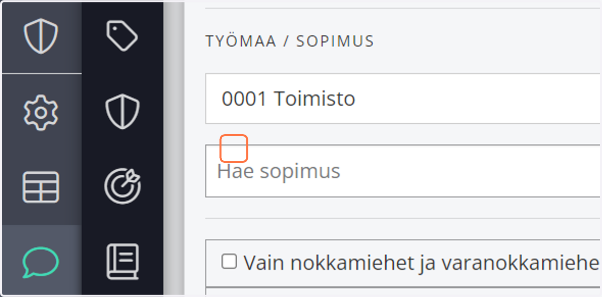 Valitse mille aliurakoitsijalle viesti kohdistetaan
