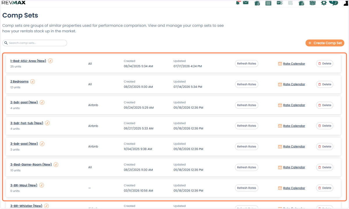 If you already have CompSet Groups configured, review the groups you would like to assign to your unit.
