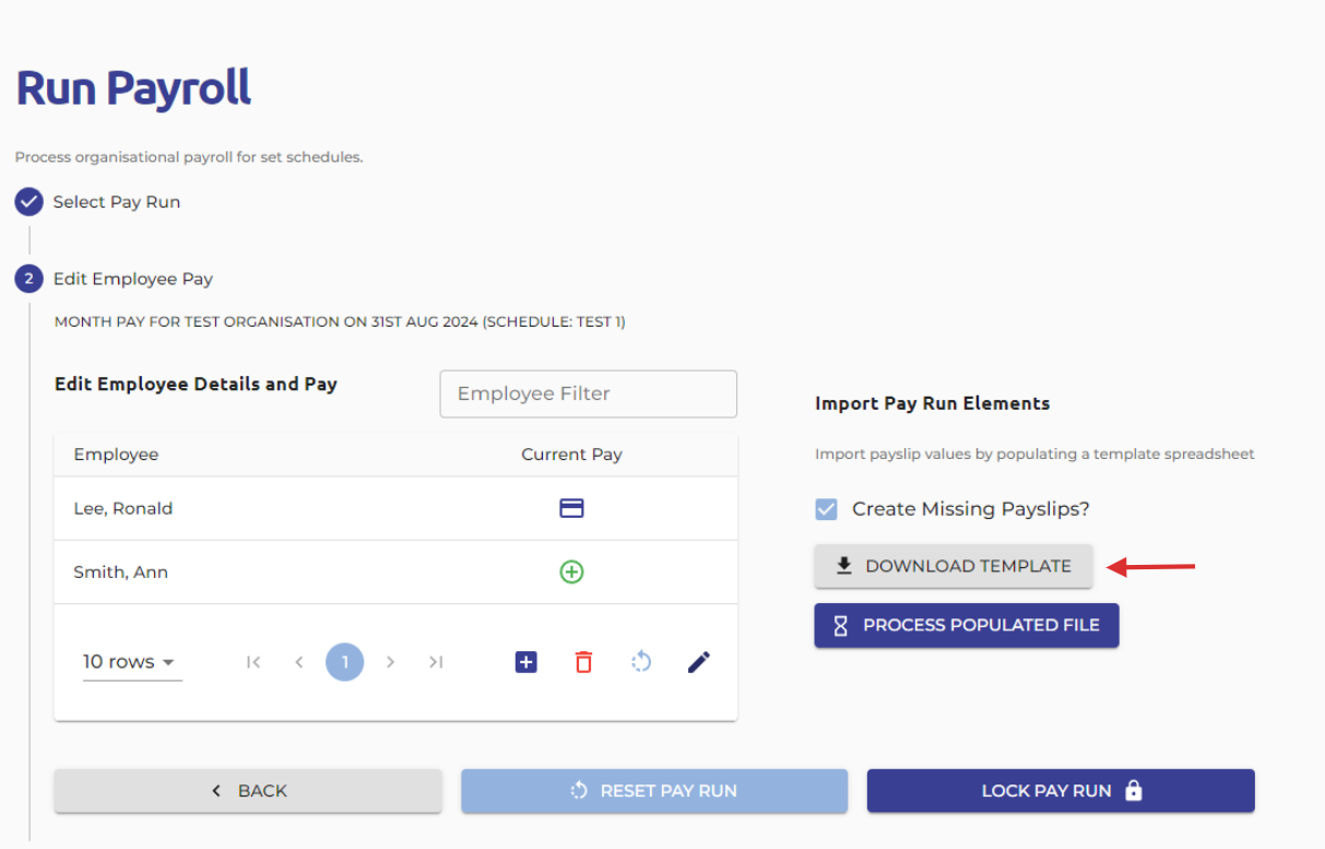 Once you have started your pay run you have the option to import pay run elements