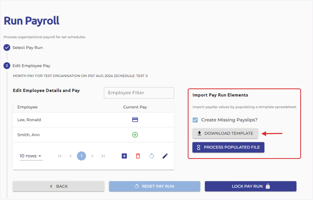 Once you have started your pay run you have the option to import pay run elements