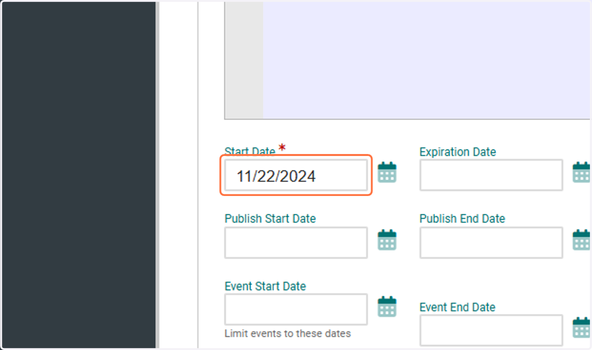 Click on Start Date