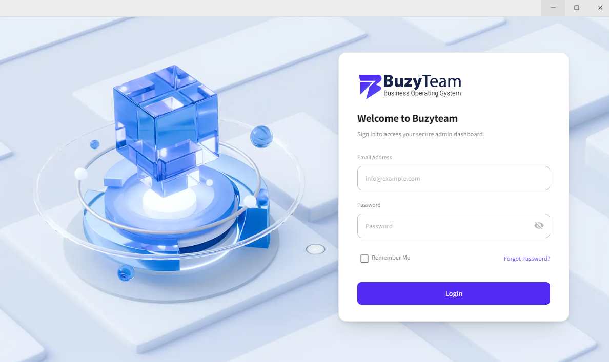 The BuzyTeam Desktop App provides secure access to the centralized business operating system from your desktop environment.