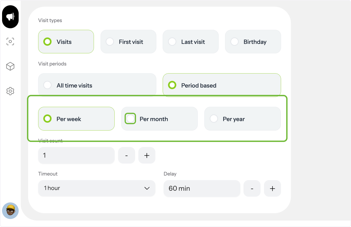 Configure Period-Based Visits