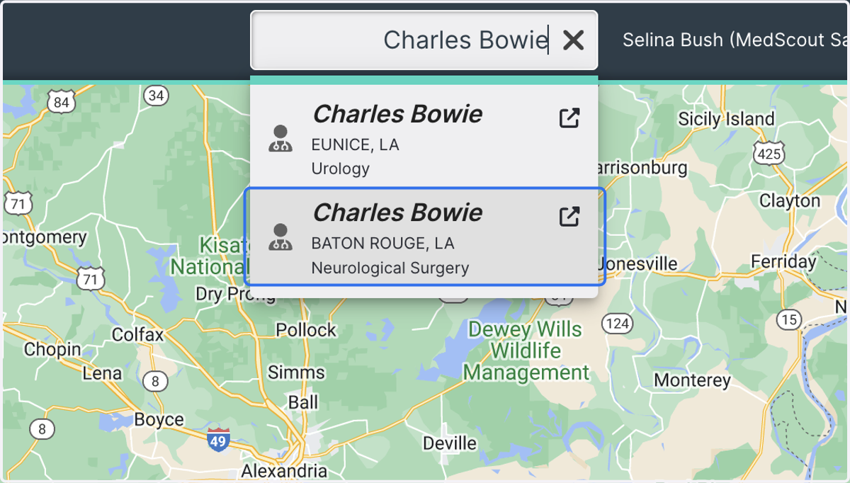 Type in a Provider's first and last name, then choose from the options available.