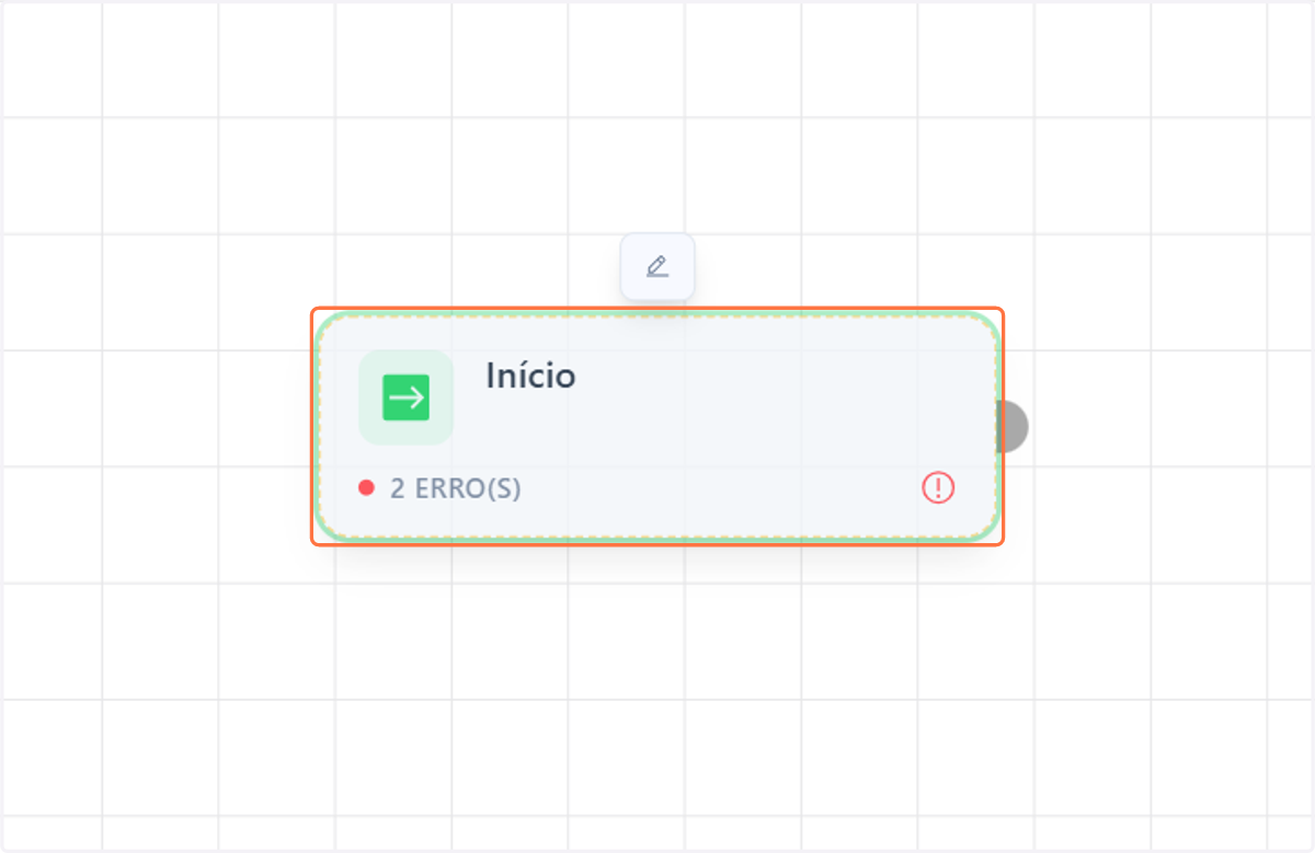 Em um nó de início, clique duas vezes parar acessar suas configurações
