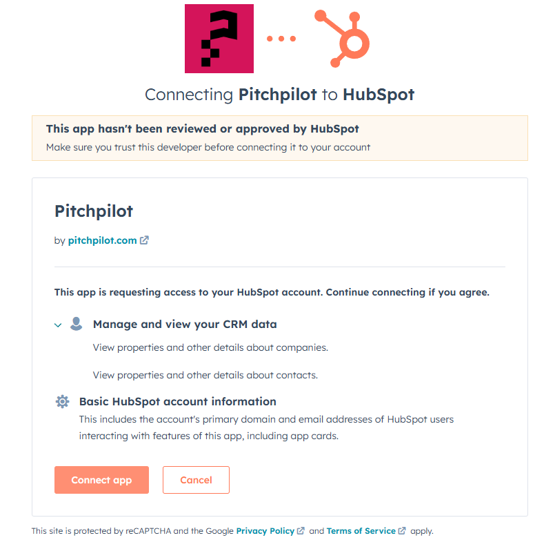 Review permissions and connect the app