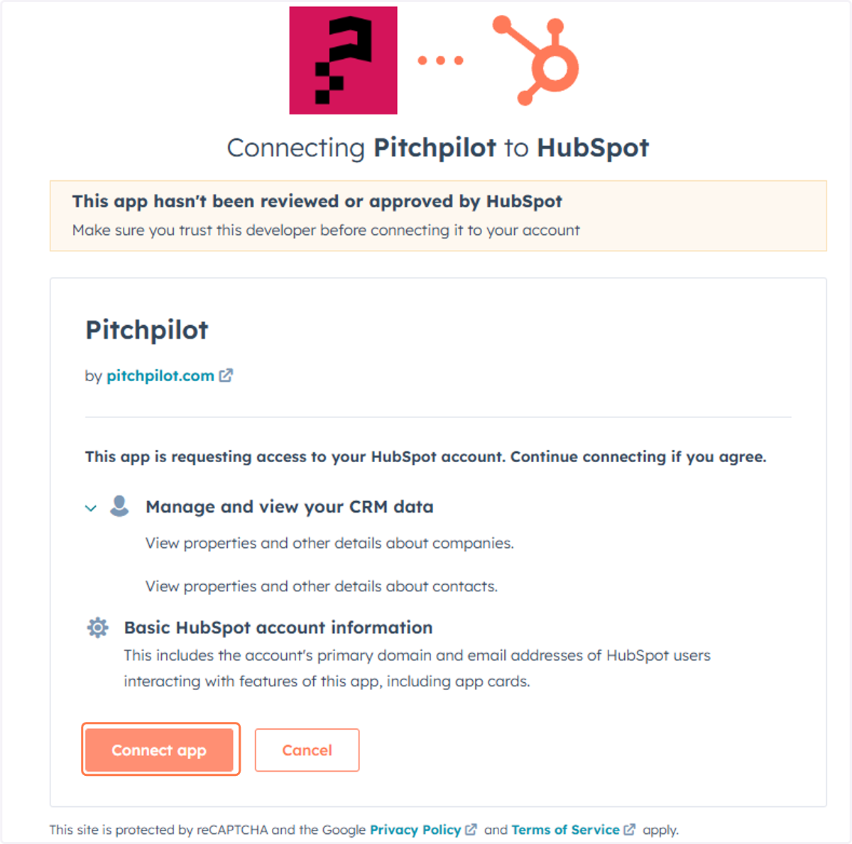 Review permissions and connect the app